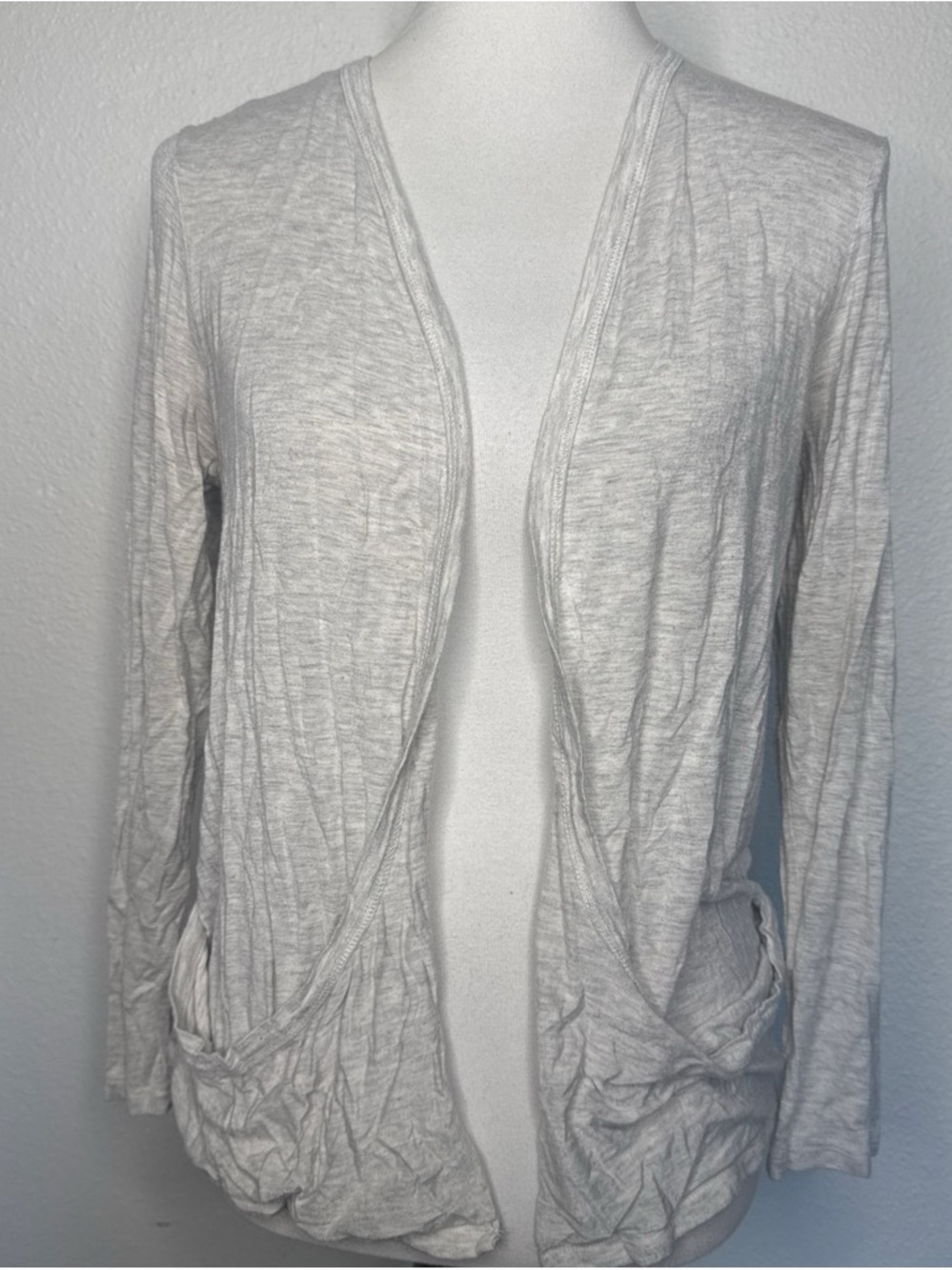 Women's Light Gray Open-Front Lightweight Cardigan
